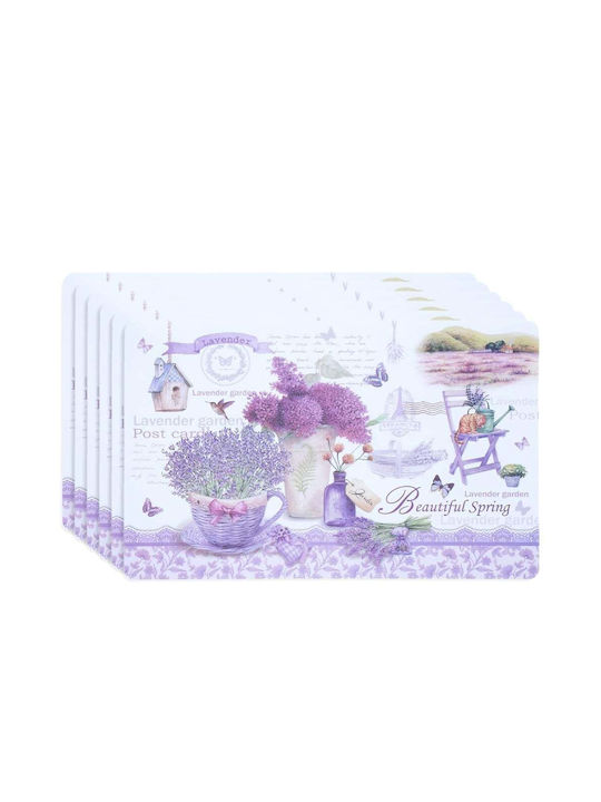 Cup Plate Support Set Serving Meals Pufo Beautiful Lavender Design 6 Stücke