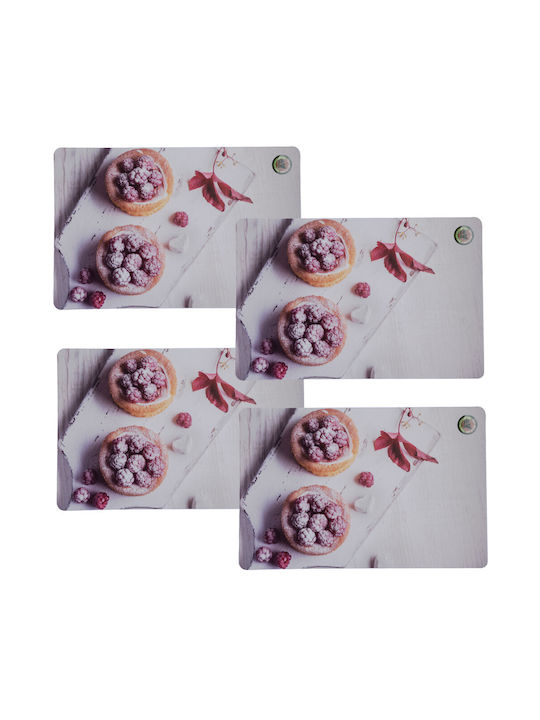 Plate Support Set Serving Meals Pufo Sweet Raspberry Design 4 Pieces 44 X 29 Cm