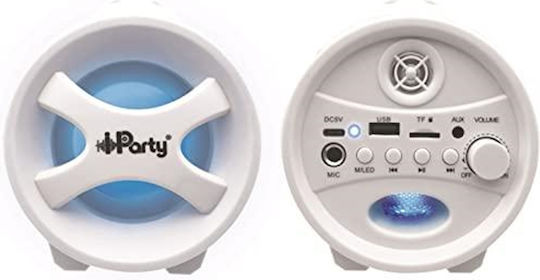 Lexibook Karaoke Speaker with Wired Microphone and Lighting Effects Iparty Bluetooth Speaker Lights BTP585Z White