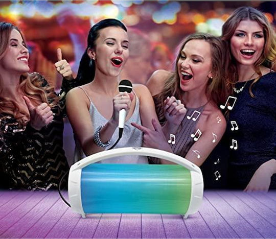 Lexibook Karaoke Speaker with Wired Microphone and Lighting Effects Iparty Bluetooth Speaker Lights BTP585Z White