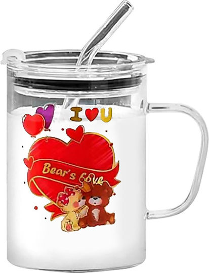 HOMie Mug Glass with Lid in Various Designs 400ml (Various Designs) HOMie Mug Glass with Lid in Various Designs 400ml (Various Designs)