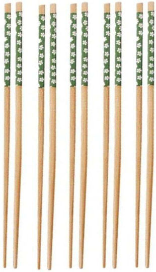 Set 5 Paare Fluffy Bambus Essstäbchen Sushi 22 Cm Braune Grüne