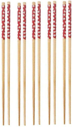 Set 5 Paar Fluffy Bambus Essstäbchen Sushi 22 Cm Braune Rote