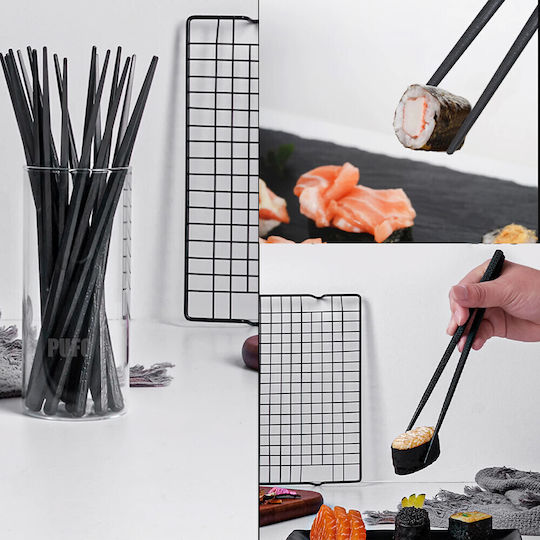 Set 4 Pairs Premium Puff Fiberglass Sushi Chopsticks 24 Cm Black