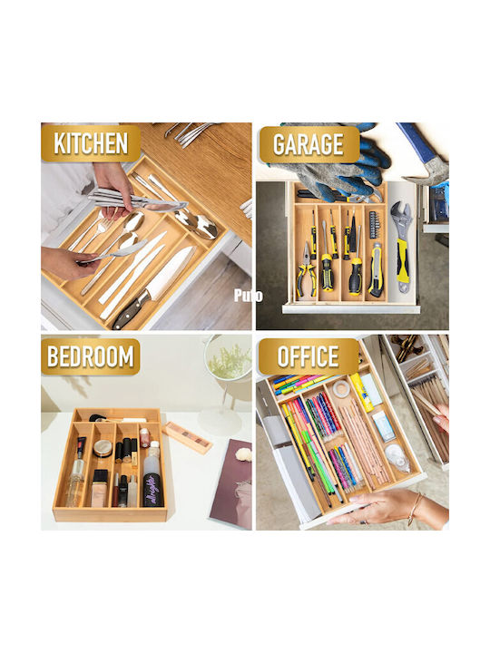Besteckeinsatz für Schubladen Hölzernes 37x25cm Braun