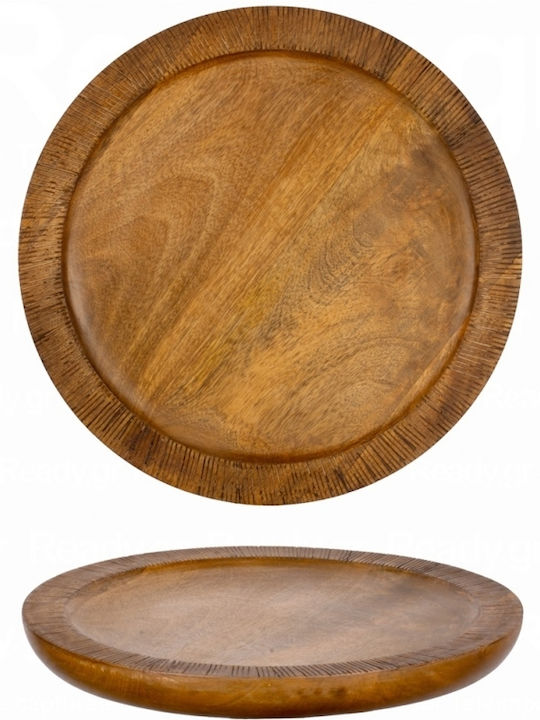 Plate Shallow Wooden Beige with Diameter 30cm 2pcs