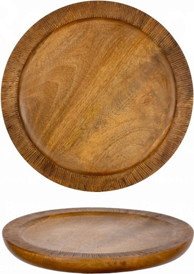 Plate Shallow Wooden Beige with Diameter 30cm 2pcs