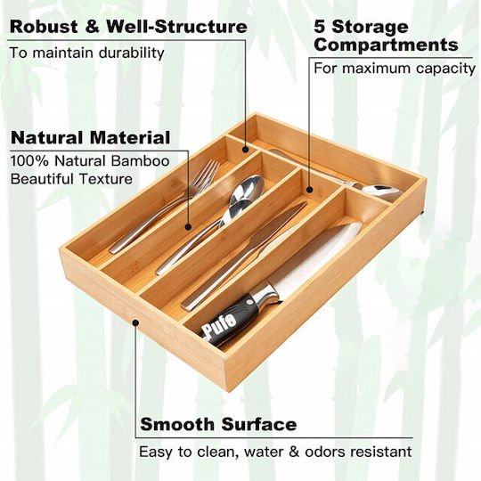 Wooden Drawer Cutlery Tray 37x25cm Brown