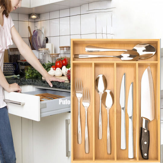 Wooden Drawer Cutlery Tray 37x25cm Brown
