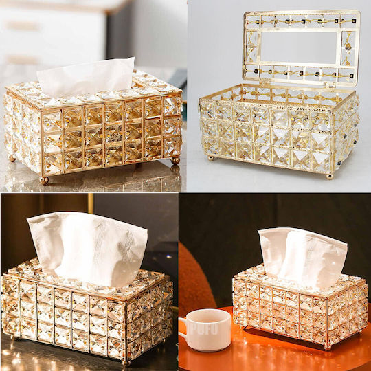Suport pentru șervețele Plastică Aurie 20x12cm