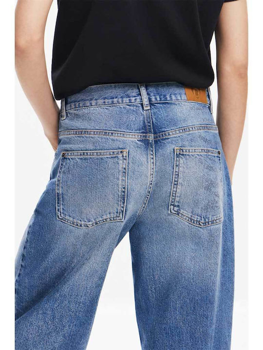 Ariel High Waist Women's Jean Trousers in Straight Line Blue