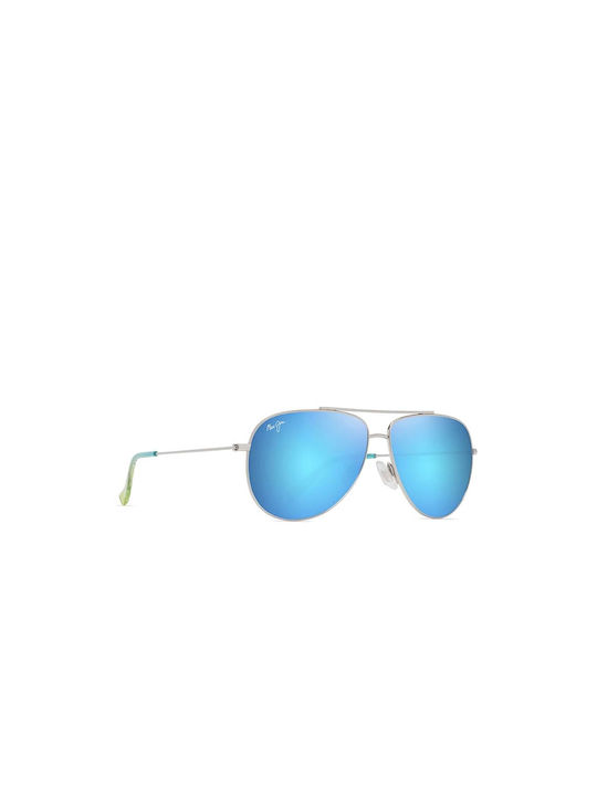 Maui Jim Herren Sonnenbrillen mit Silber Metall Gestell und Blau Linse B665-17B