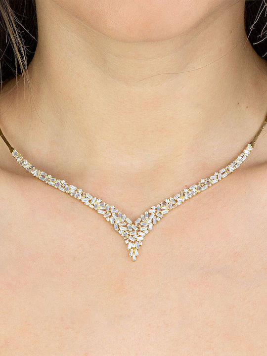 Kiriakos Gofas Set with Necklace & Bracelet from Gold 14K with Stones