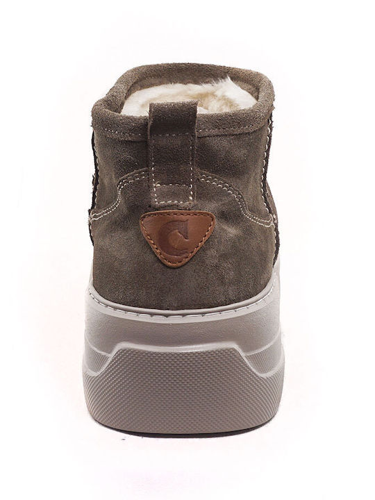Leather Women's Ankle Boots Green