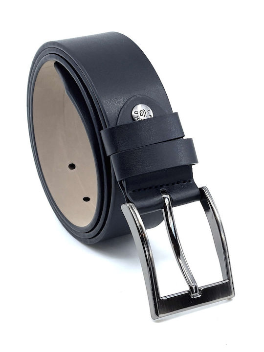 Wide Men's Belt from Artificial Leather Black