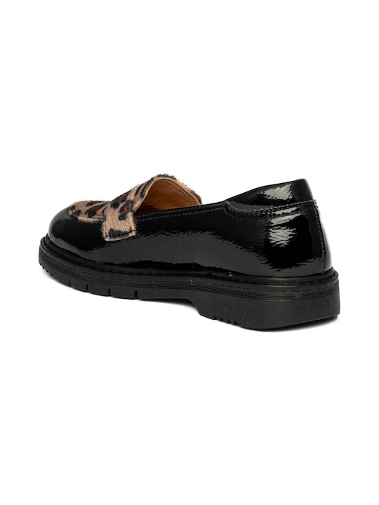 Scarpy Girls Patent Leather Slip-On Moccasins Black