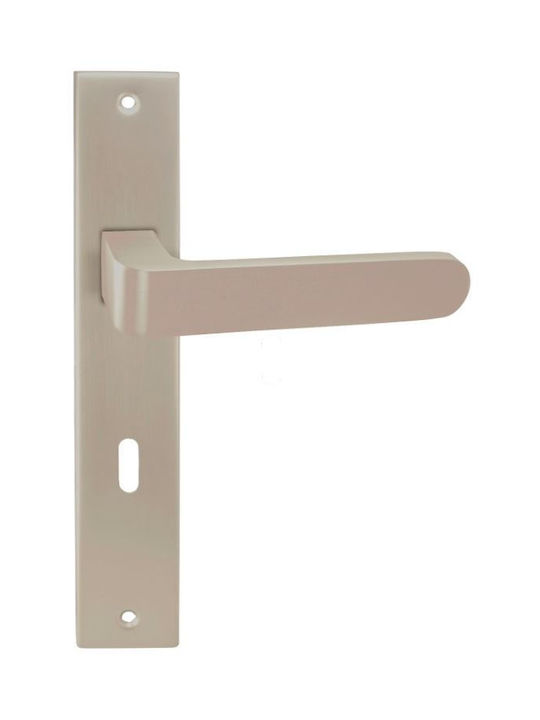 Perfect Lever Middle Door with Plate Pair (Center Distance 90mm) Nickel Satin