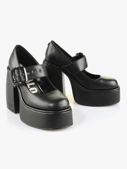 Buffalo Leather Black High Heels