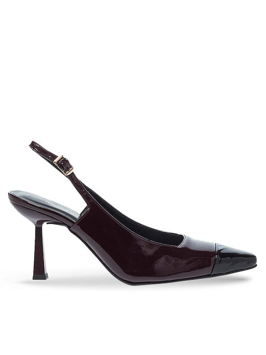 Maison Minrelle Leather Burgundy Heels with Strap