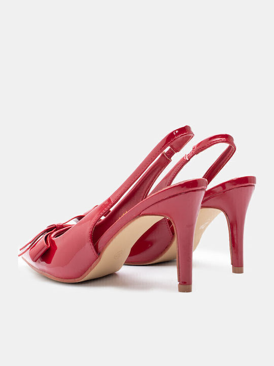 Luigi Pumps mit Riemchen & hoher Absatz Rot
