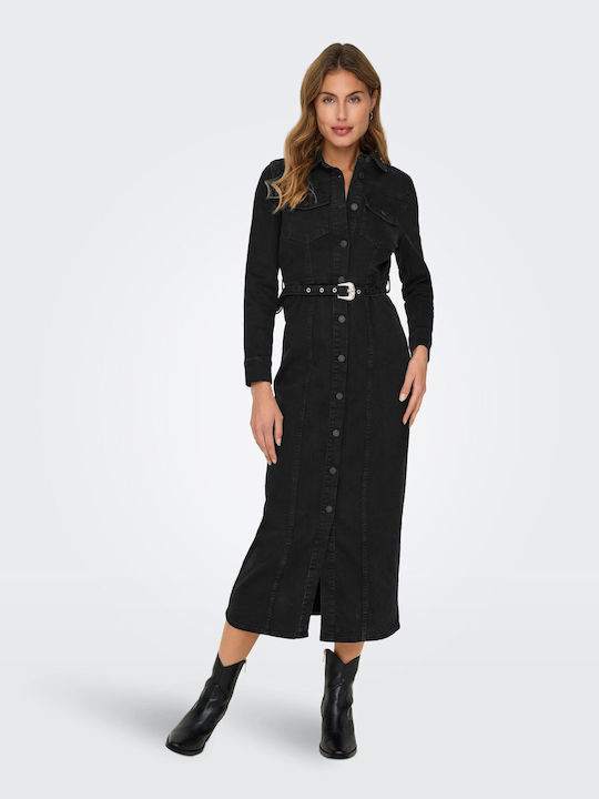 Only Summer Maxi Shirt Dress Dress Black, Washed Black