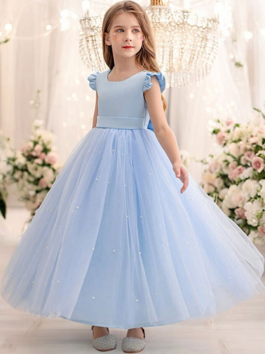 Kinderkleid Ärmellos Tüll Light Blue