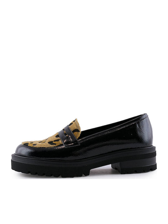 Leather Women's Loafers in Black Color