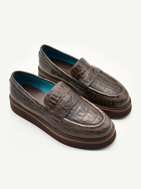 Leder Damen Loafers in Braun Farbe