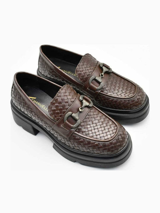 Leder Damen Loafers in Braun Farbe