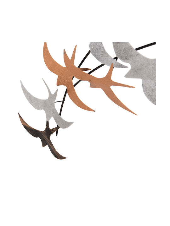 HomeMarkt Wall Decor Birds Multicolour Made of Metallic 131x7cm