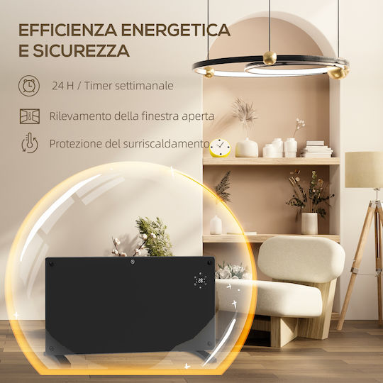 HomCom Convector Heater Wall 2000W with Electronic Thermostat Black