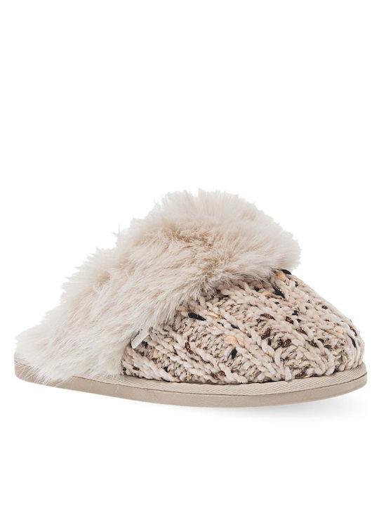 Parex Winter Women's Slippers in Beige color