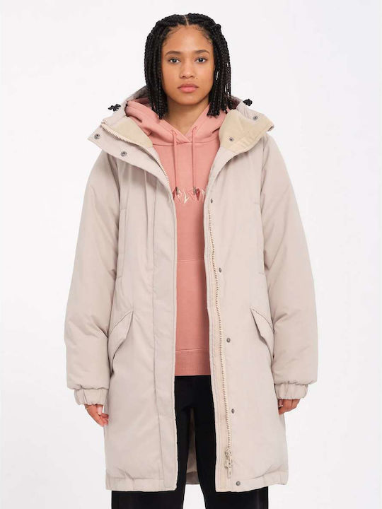 Kurz Damen Parka Jacke für Winter Light Khaki