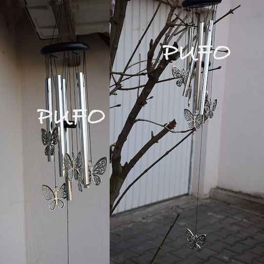 Wind Chime 5 Metal Sound Tubes Home Garden Butterfly Design