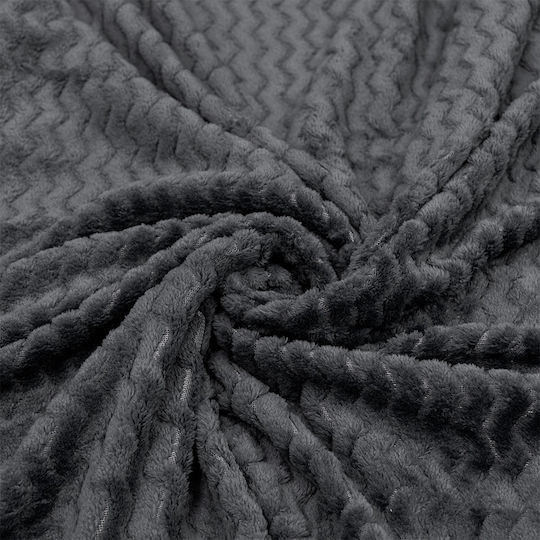 Lino Home Pelusa Κουβέρτα Fleece Μονή 160x220εκ. D.grey