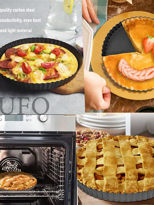 Round Metal Baking Pan for Puf Cookies Cakes and Pies with Detachable Base 28 cm