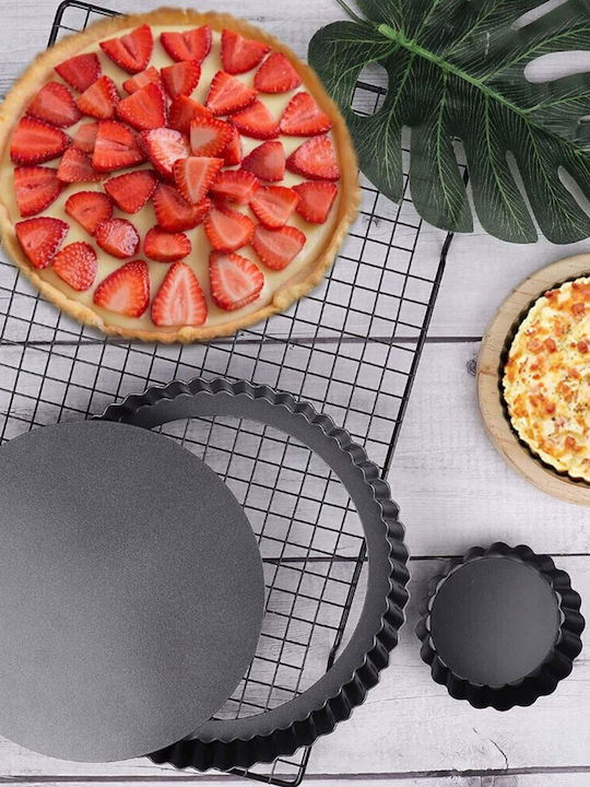 Round Metal Baking Pan for Puf Cookies Cakes and Pies with Detachable Base 28 cm