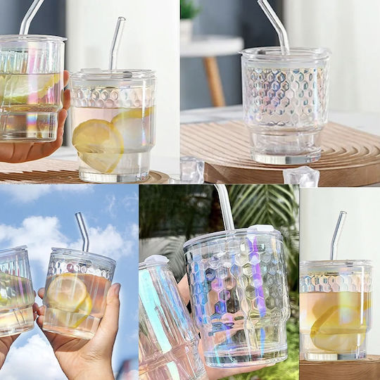 Transparente 350 ml Rainbow Bubble Glas Reisebecher Kaffee Tee