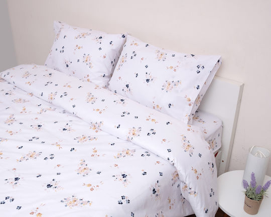 Viopros Duvet Set Single 160x240cm Floral White 2pcs
