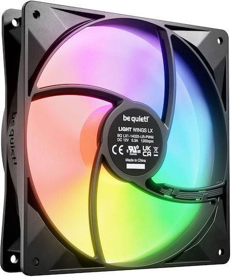 Be Quiet Light Wings LX Case Fan 140mm with ARGB Lighting and Connection 3-Pin / 4-Pin PWM 1pcs