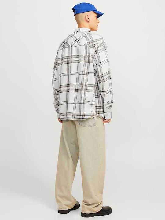 Jack & Jones Long-sleeved Flannel Shirt Checked White