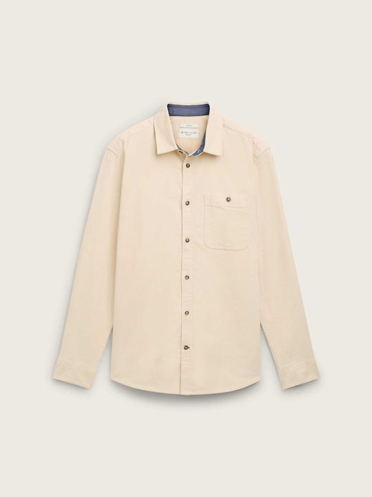 Tom Tailor Long-sleeved Corduroy Shirt Beige