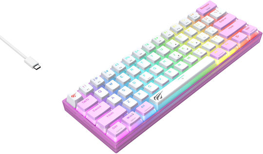 Havit KB877L Gaming Mechanical Keyboard 60% With Custom Switches And RGB Lighting English US Transparent White