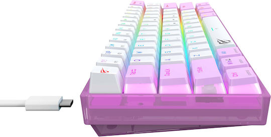 Havit KB877L Gaming Mechanical Keyboard 60% With Custom Switches And RGB Lighting English US Transparent White