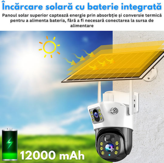 IP Cameră de Supraveghere 4G Full HD+ 4MP Rezistentă la apă Pe baterii cu Comunicare Bidirecțională