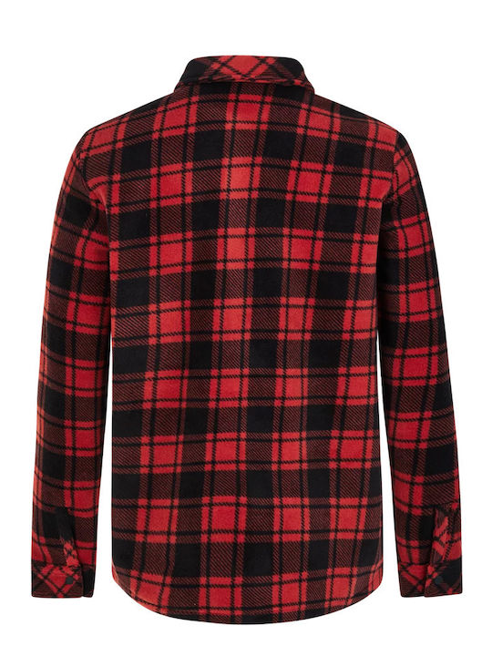 Long Sleeve Overshirt in Regular Fit Checked Barn Red