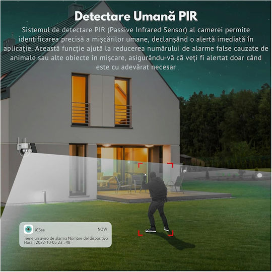 IP Cameră de Supraveghere Wi-Fi Full HD 1080p Rezistentă la apă Pe baterii cu Comunicare Bidirecțională