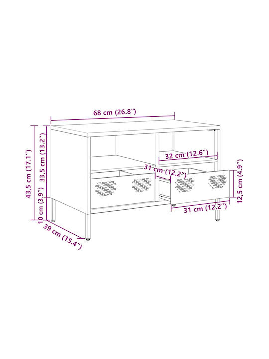 Έπιπλο Τηλεόρασης Μεταλλικό Ροζ Μ68xΠ39xΥ43.5cm