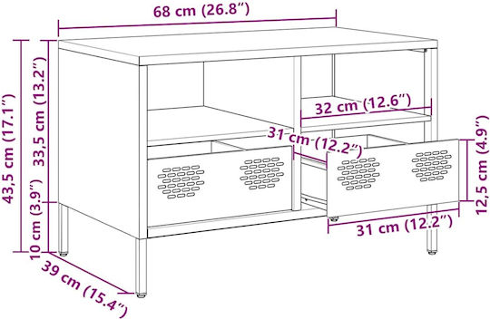 TV-Ständer Metall Rosa M68xB39xH43.5cm