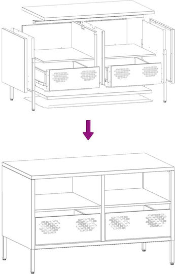 TV-Ständer Metall Rosa M68xB39xH43.5cm